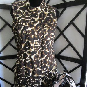 CALVIN KLEIN - Black/Tan Animal Like Sleeveless Dress - Sz14